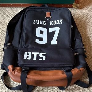 BTS Black and Brown Kids Backpack many pockets